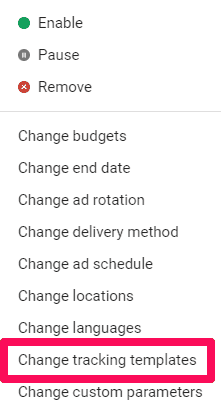 Change tracking templates